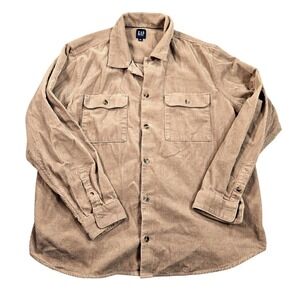 Gap Shirt Mens 2XL Beige Corduroy Long Sleeve Button Front Casual Pockets